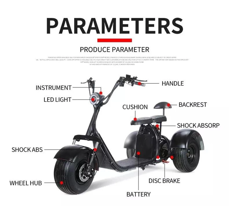 New Three-Wheel Scooter Motorcycle 1500W/2000W/3000W 60V Electric Tricycle Motorcycle Citycoco Electrical Scooters City Coco Three Wheel Trike